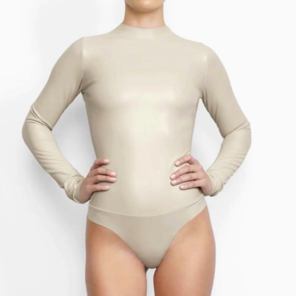 SKIMS faux leather mockneck bodysuit